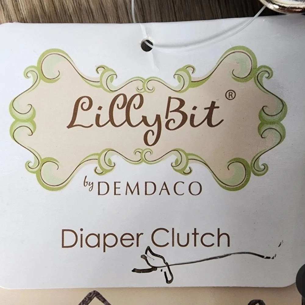 Lilly Bit by Demdaco Navy Blue Trellis Print Folding Diaper Clutch Shoulder Bag